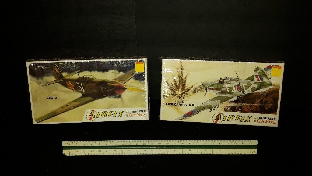 Airfix Plastic Aircraft Model Kits (2): Both are sealed in original packaging, YAK-9, & Hawker Hurricane IV R.P. model kits 