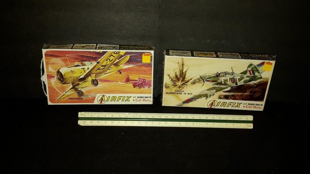 Airfix Plastic Aircraft Model Kits (2): Both are sealed in original packaging, Harvard, & Hawker Hurricane IV R.P. model kits 