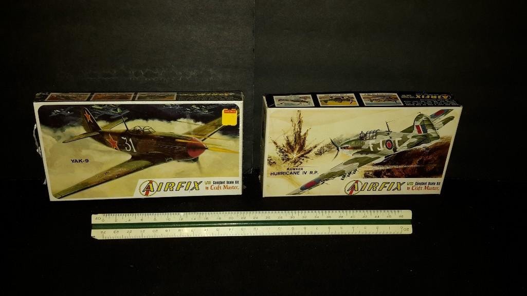 Airfix Plastic Aircraft Model Kits (2): Both are sealed in original packaging, YAK-9, & Hawker Hurricane IV R.P. model kits 