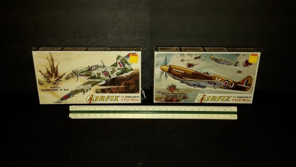 Airfix Plastic Aircraft Model Kits (2): Both are sealed in original packaging, Hawker Hurricane IV R.P. & Vickers supermarine Spitfire IX model kits 