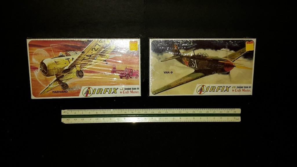 Airfix Plastic Aircraft Model Kits (2): Both are sealed in original packaging, Harvard & YAK-9 model kits 