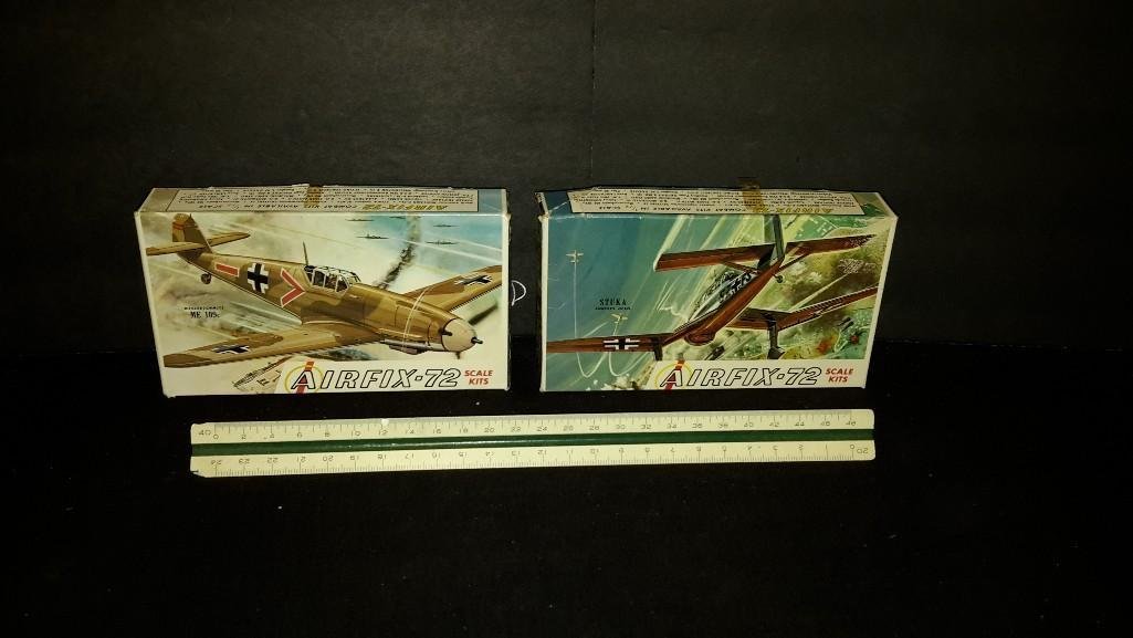 Airfix Plastic Aircraft Model Kits (2): Junkers JU87B Stuka & Messerschmitt ME-109 G model kits 