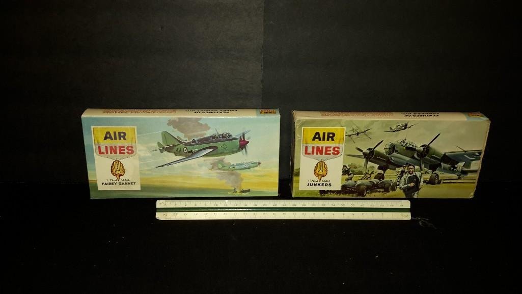 Air Lines Vintage Plastic Aircraft Model Kits (2): Fairey Gannet & Junkers model kits 