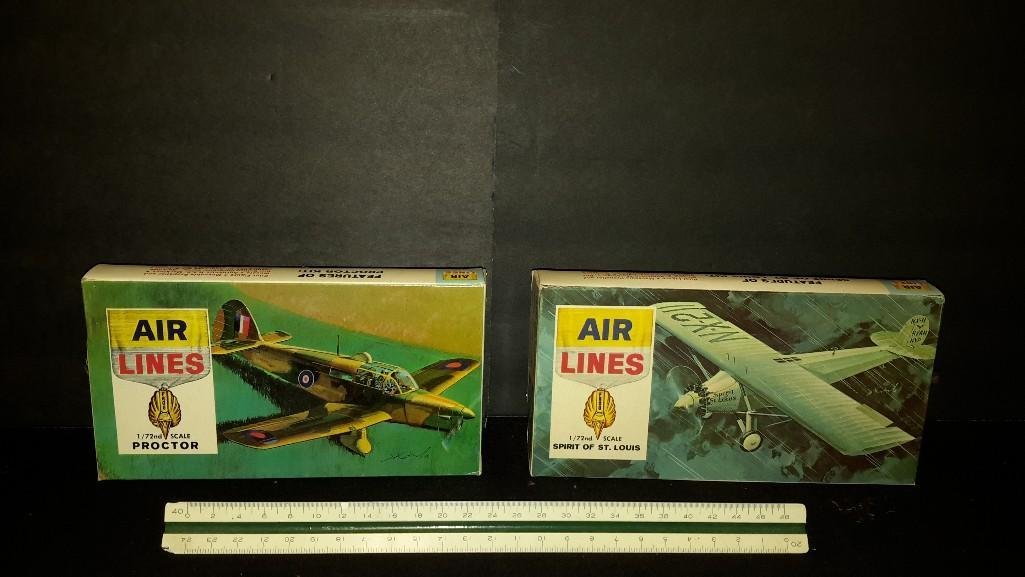 Air Lines Vintage Plastic Aircraft Model Kits (2): Proctor & Spirit od St. Louis model kits