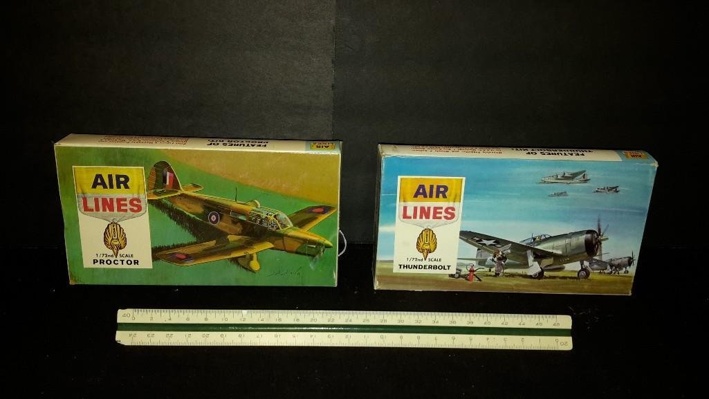 Air Lines Vintage Plastic Aircraft Model Kits (2): Proctor & Thunderbolt model kits 