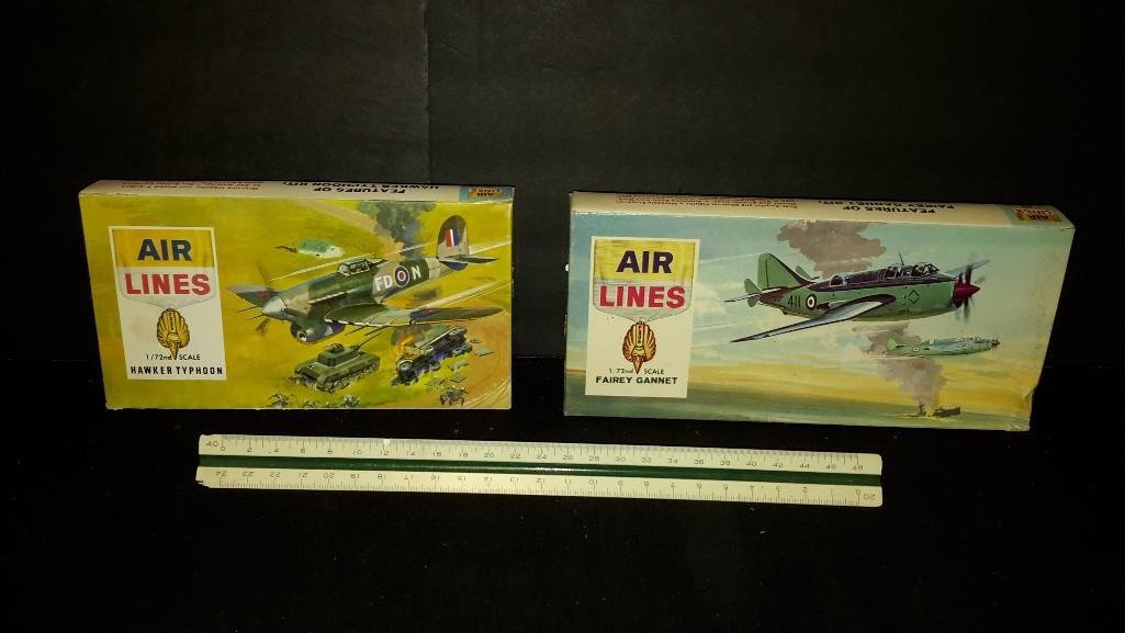 Air Lines Vintage Plastic Aircraft Model Kits (2): Hawker Typhoon & Fairey Gannet Naval Spotter model kits