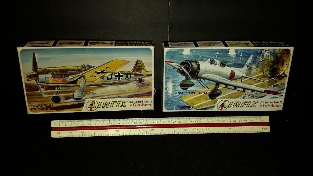 Airfix Plastic Aircraft Model Kits (2): Focke-wulf FW 190 D & "VAL" Aichi D3A1 model kits 