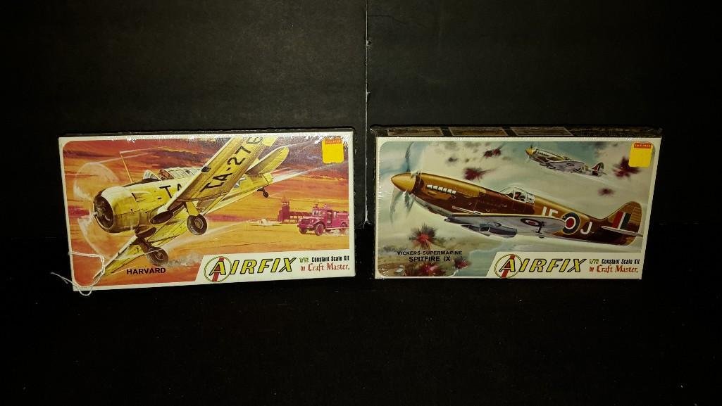 Airfix Plastic Aircraft Model Kits (2): Both are sealed in original packaging, Harvard & Vickers- supermarine Spitfire IX model kits 