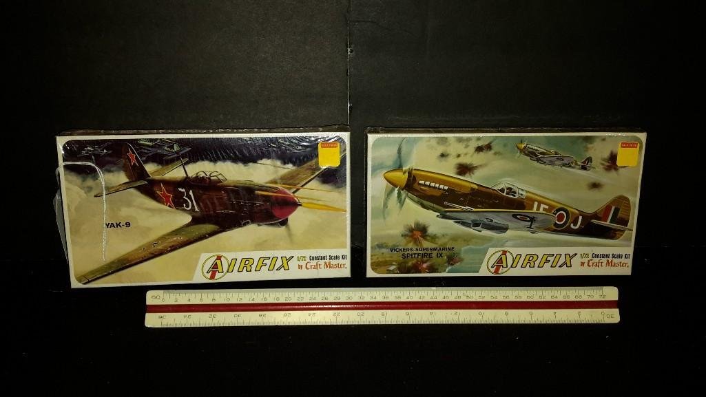 Airfix Plastic Aircraft Model Kits (2): Both are sealed in original packaging, YAK-9 & Vickers- supermarine Spitfire IX