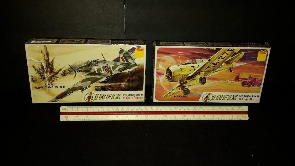 Airfix Plastic Aircraft Model Kits (2): Both are sealed in original packaging, Hawker Hurricane IV R.P. & Harvard model kits 