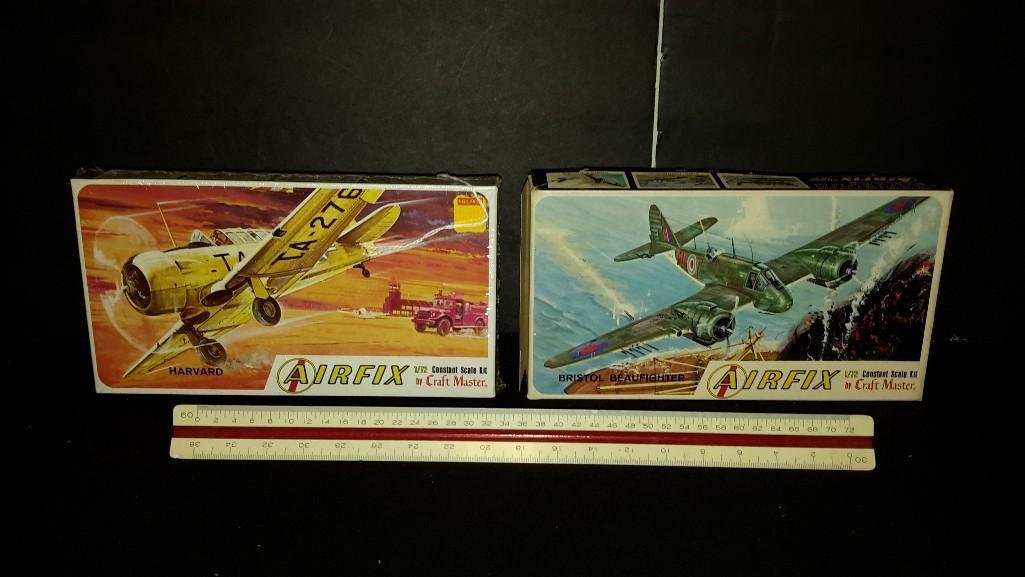 Airfix Plastic Aircraft Model Kits (2): Both are sealed in original packaging, Harvard & Bristol Beaufighter model kits 