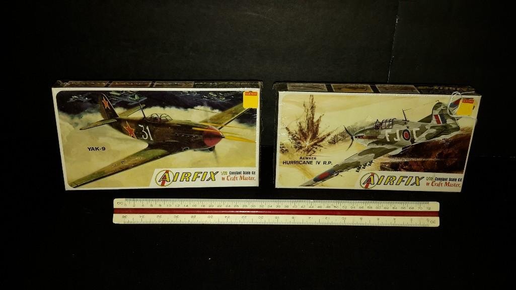 Airfix Plastic Aircraft Model Kits (2): Both are sealed in original packaging, Hawker Hurricane IV R.P. & YAK-9 model kits 