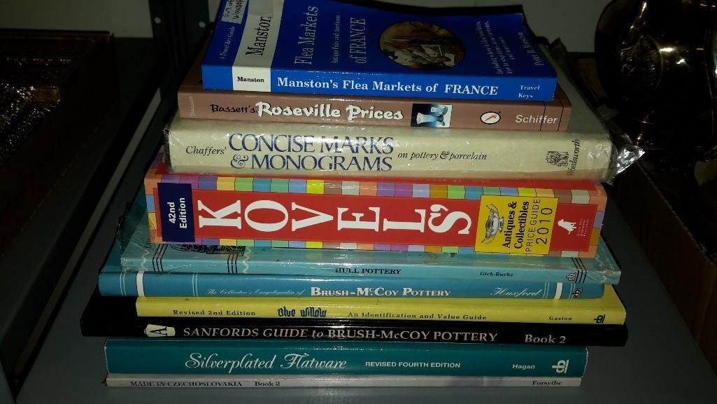 Reference Books (10): Roseville Prices; Hull Pottery; The Collectors Encyclopedia of Brushed McCoy Pottery; Silverplate Flateware and more...