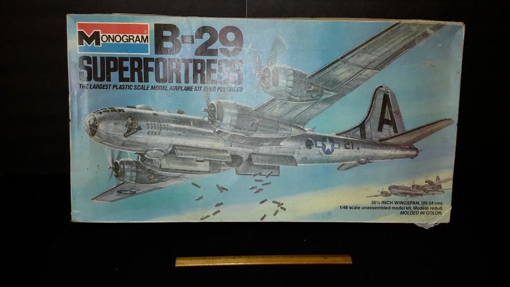 Monogram B-29 Superfortress Plastic Model Kit: In original packaging, but is not sealed