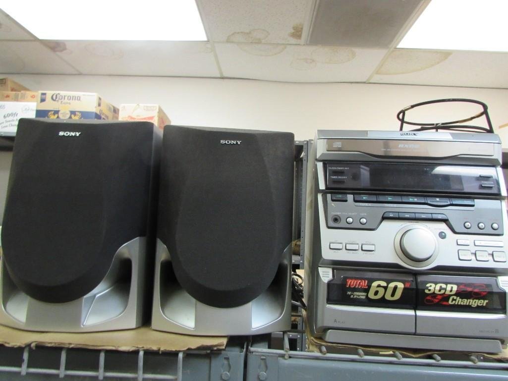 Sony Stereo and Speakers: Stereo has dual cassette, cd changer, and 2 speakers