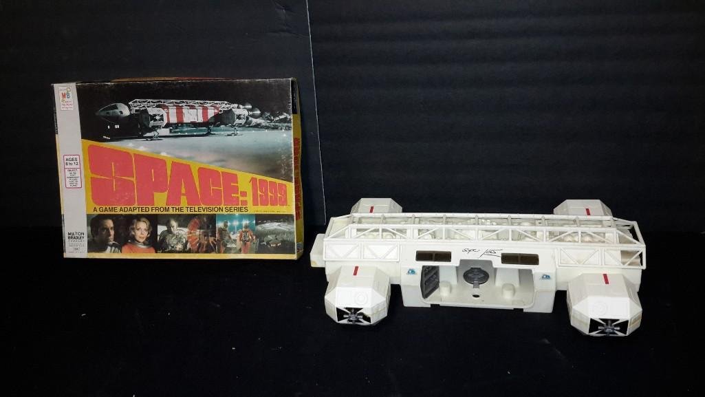 Space: 1999 Game and 1976 Alpha Moonbase Toy: Alpha Moonbase Toy shows wear, 