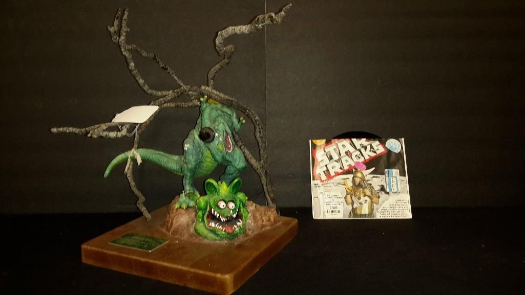Prototype Rothasaurus & Raptor Rat Rex: Made by Stan Lemkuil "worlds loudest man", lot also a record of sound effects made by siren Stan "worlds loudest man"