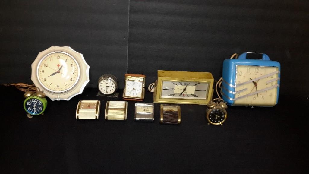 Assorted Vintage Alarm Clocks (11): General Electric Seth Thomas Clock, West Clox Baby Ben, and more 
