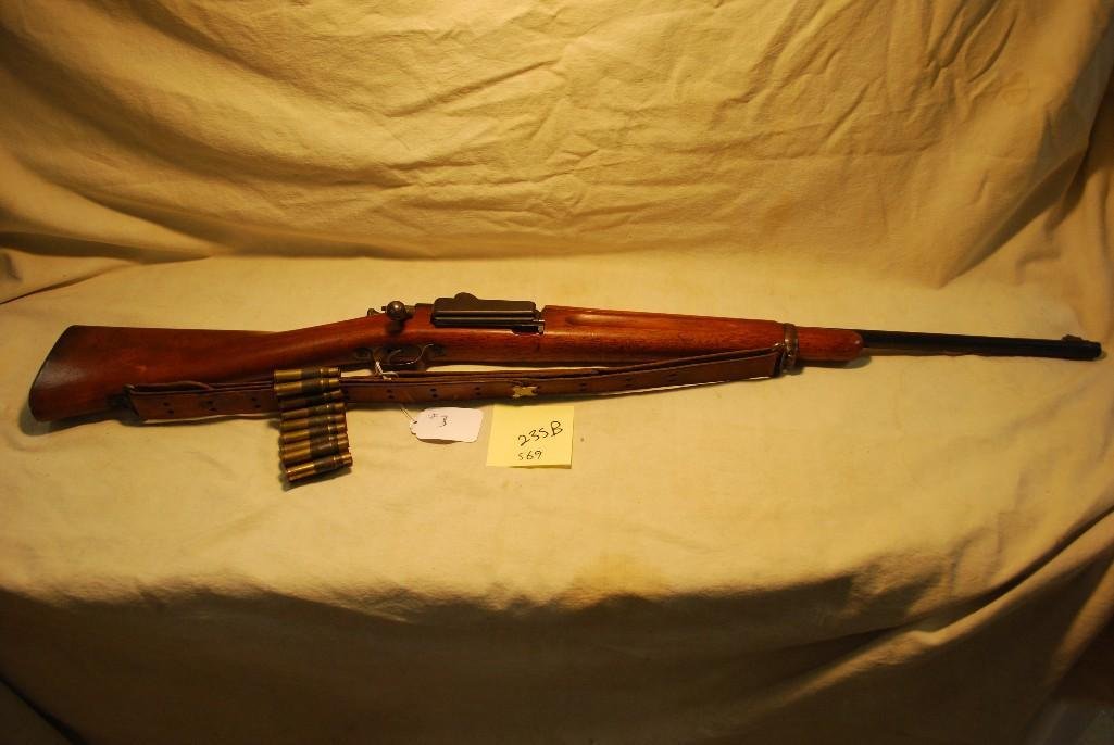 Springfield Armory 1898 Rifle: Springfield Armory Model 1898 SN 138286 22 inch barrel 30-40 Krag caliber, missing rear sight. Appears to have been 'sportized', has a pinned front sight