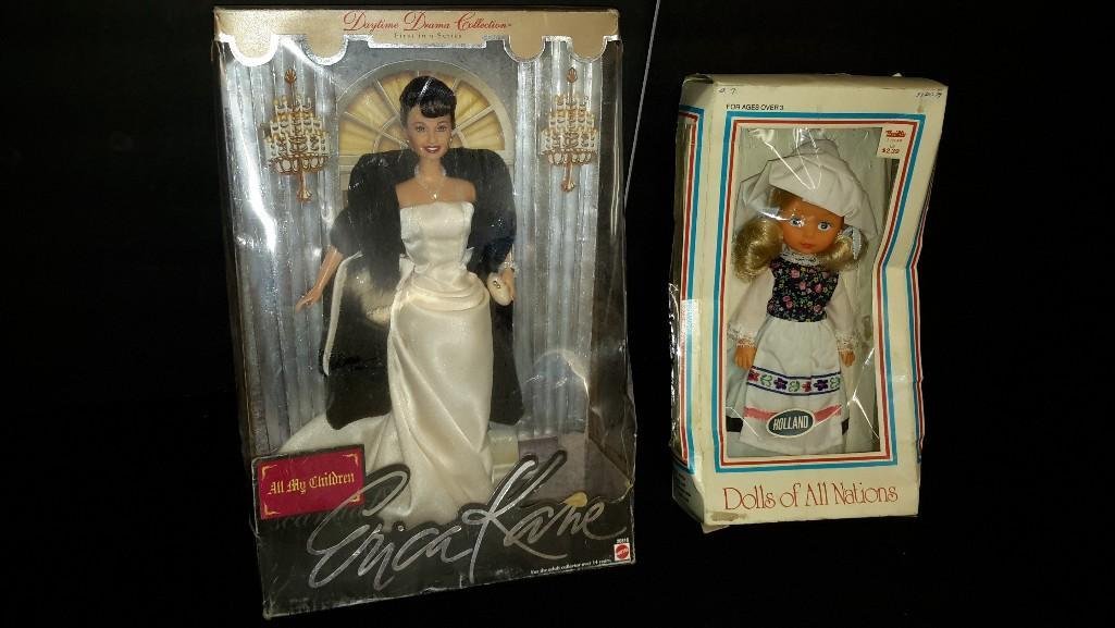 Collectible Barbie Dolls (2): Both are in original packaging, All My Children Erica Kane, & Holland Dolls of All Nations