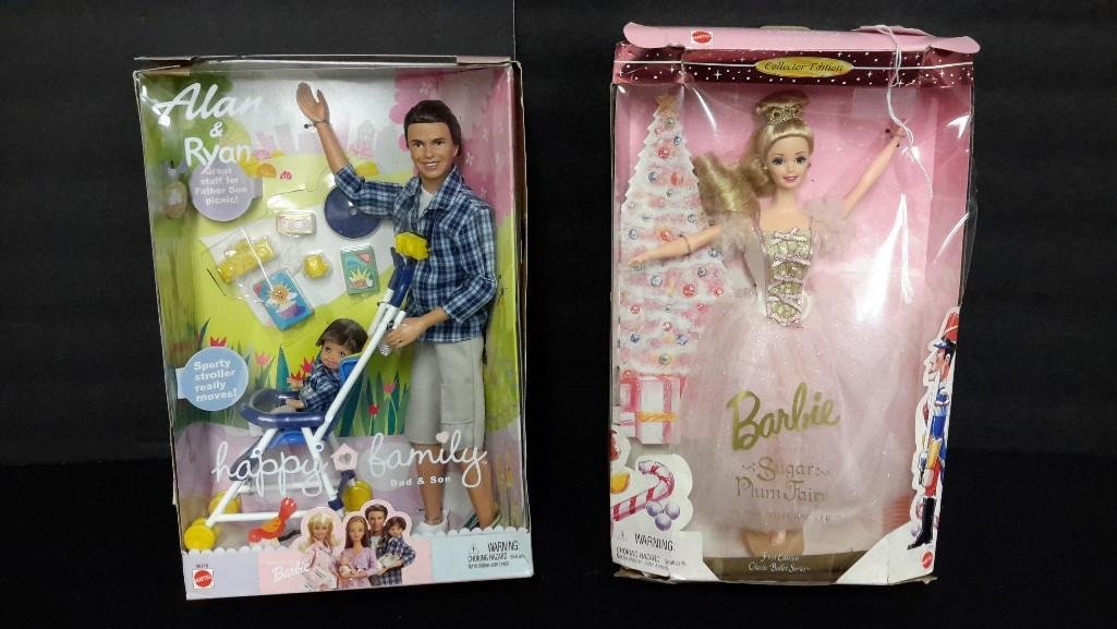 Collectible Barbie Dolls (2): Both are in original packaging, Sugar Plum Fairy Barbie, & Happy Family Alan & Ryan Barbie 