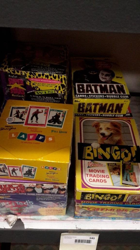 Vintage Trading Card Collections (10): Back to the Future 2, Gremlins 2, Pro Set Super Starts MusiCards, BINGO movie trading cards, Perfect Strangers/Family Matters/Full House trading cards, New Kids on the Block super gloss photo car