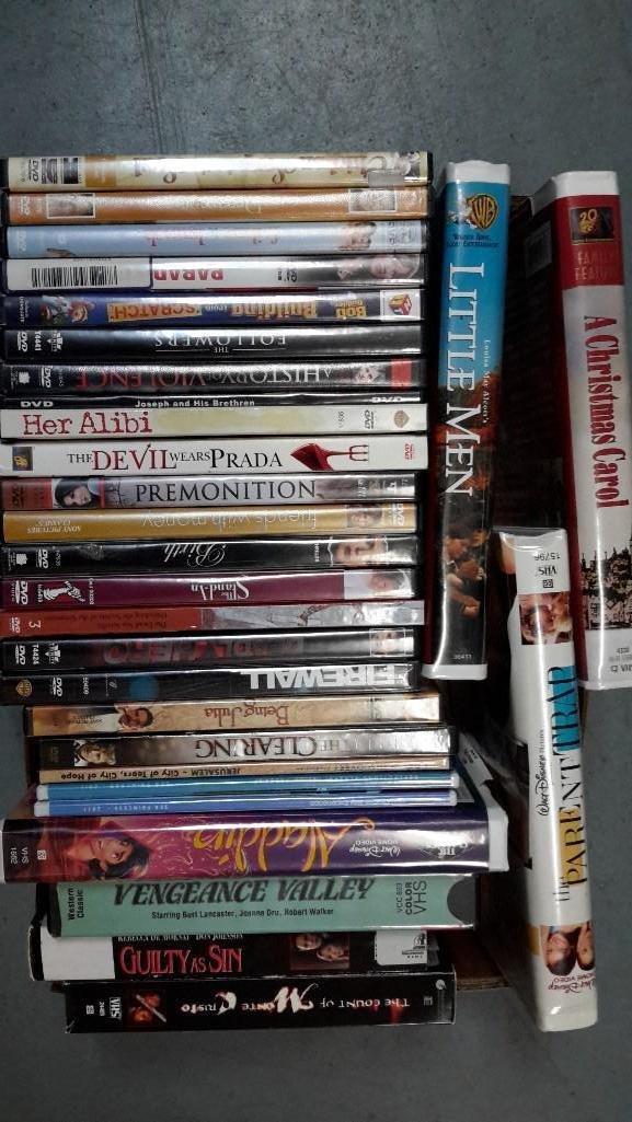 DVD and VHS Collection ( 28): 21 DVD's, 7 VHS. DVD's include; The Devil Wears Prada, The Clearing, The Stand-In, Her Alibi, Premonition, Firewall, Deadly Hero, Bob the Builder, The History of Violence and more. VHS include; The Pa