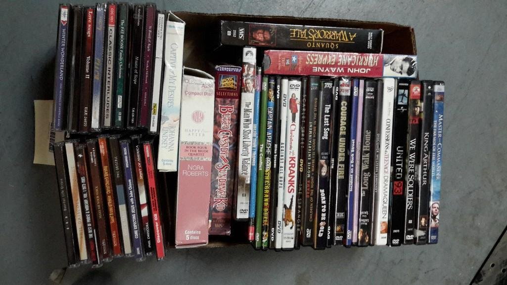 DVD, VHS and CD Collection: DVD;s include; Courage Under Fire, Against All Hope, The Long Walk Home, We Were Soldiers, Christmas with the Kranks, King Arthur, Master and Commander The Far Side of the World, Confessions of a Teen