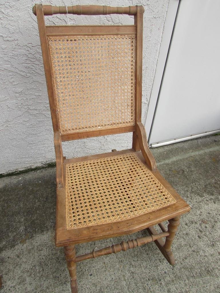 Cane Rocking Chair: Light wood frame with cane seat and back