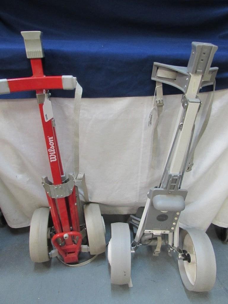Golf Caddies (2): Red one is Wilson brand (37" tall) and the grey one is Arnold Palmer (37" tall). 
