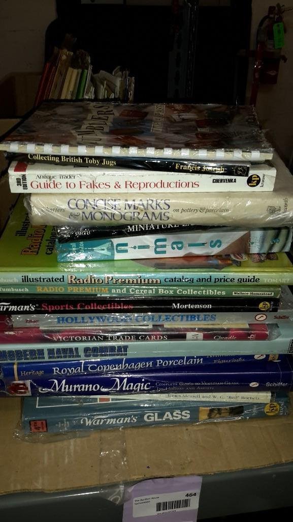 Reference Books (16): Antique Trader Guide to Fakes and Reproductions, Tumblers with a Past, Royal Dalton Animals, Royal Copenhagen Porcelain, Warmans Glass and more. 