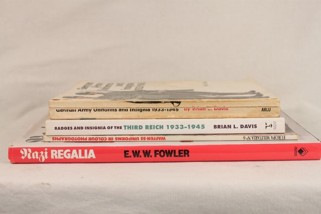 Military German Reference Books (4): Nazi Regalia, Waffen SS Uniforms and Colour Photographs, German Army Uniforms and Insignia 1933-1945, Badges and Insignia of the Third Rich 1933-1945. 