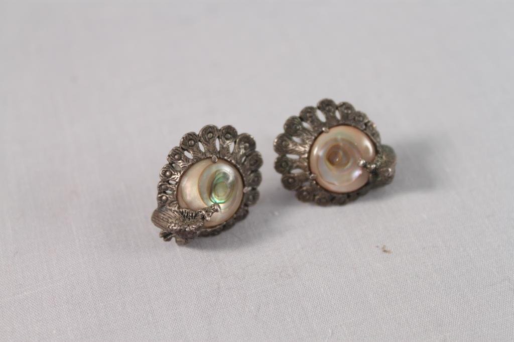 Vintage Sterling and Abalone Screw-back Earrings: Nice vintage earrings
