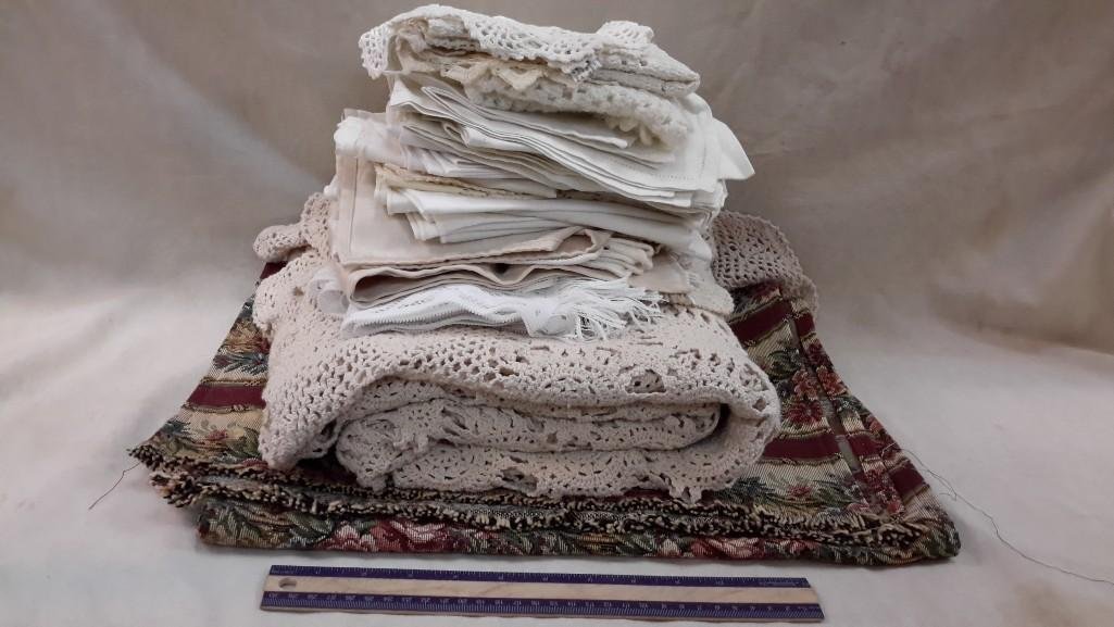 Linen Collection: Napkins, (some with cutouts), doilies, crochet table cloth and more.