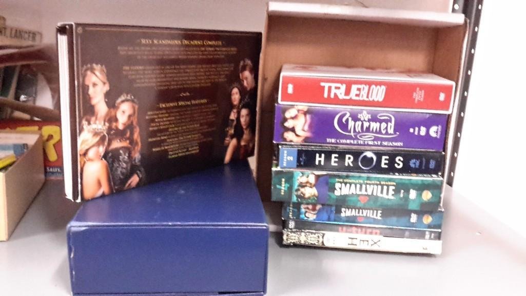 DVD Collection: The West Wing the complete series, The Tudors the complete series, True Blood the fifth season, Charmed first season, Heroes season 2, Smallville season 4 and 7, U-turn, Hex the complete first season.