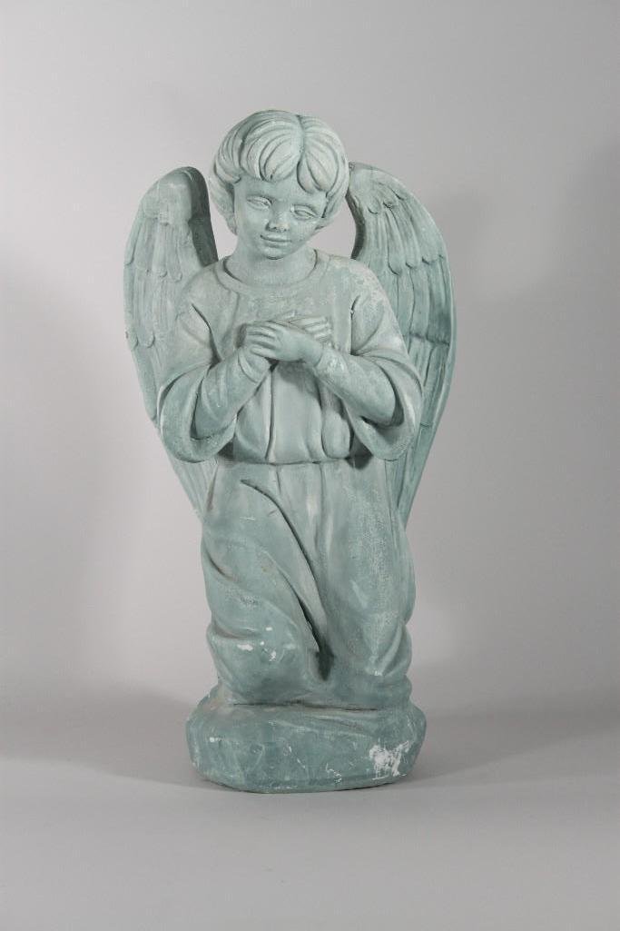 Plaster Garden Angel: Measures 20" tall. Some chips. Plaster. 