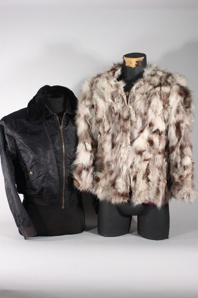 The Limited Fur Coat and Chroma Sport Jacket (2): Fur coat tags reads The Limited, S/M, some damage. Chroma Sport jacket is XS, faux fur collar is removable, in good condition