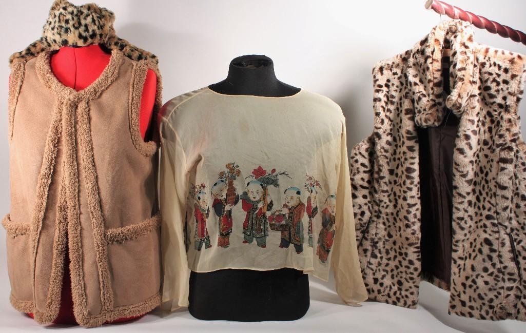 Ladies Vest & Shear Blouse: Animal print faux fur hat by Fowneys, Charter Club animal print vest (XL), and more 