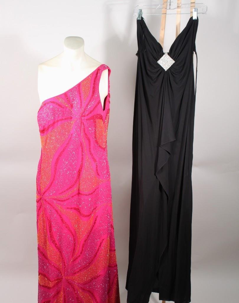Formal Evening Wear(2): Black dress is made by Nicole Bakti size XL. Magenta Beaded Dress made by Sean Collection size LG.