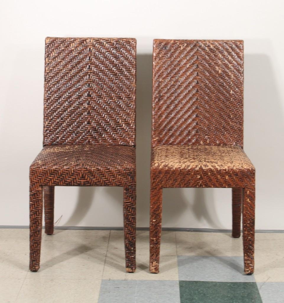 Vintage Caned Chairs (2): High back chairs measure 36" tall, caning is in very good condition but paint is wearing off 