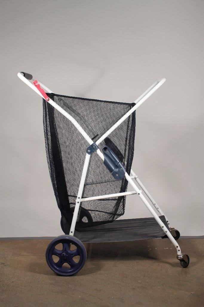 Laundry Cart: Folds up for easy storage. Measures 38" tall, 28" wide in the open position.