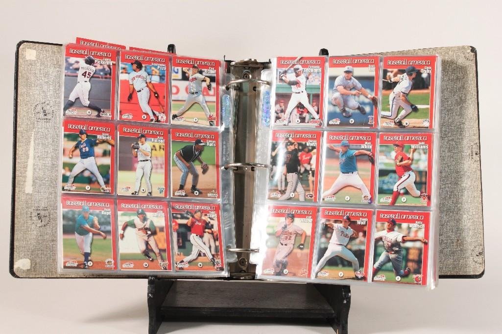 Baseball Trading Cards in Binder: Circa 1990's, Classic, Heavy Metal Skybox, and other brands. 40+ pages of trading cards.