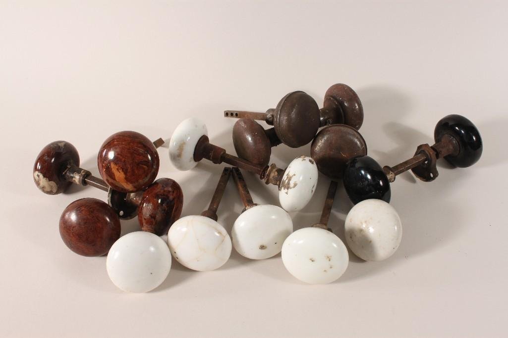 Vintage Door Knobs: Items include black glass door knobs, metal knobs, brown glass, white and more 