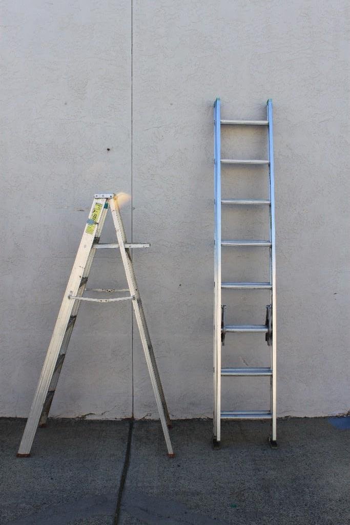 Metal Ladders (2): Werner Safe-T-Master household type 3, 6'. Louisville ladder max working length 13'