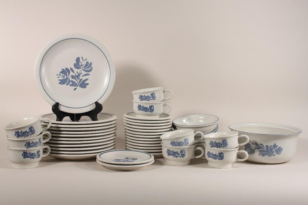 Pfaltzgraff Dishware (42 pc): 12 dinner plates, 5 soup bowls, 13 saucers, 9 cups, 2qt casserole bowl, 2 B&B plates, good condition