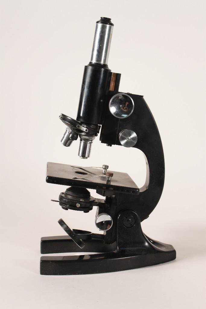 Bausch & Lomb Microscope: metal microscope is very heavy it measures 14" tall