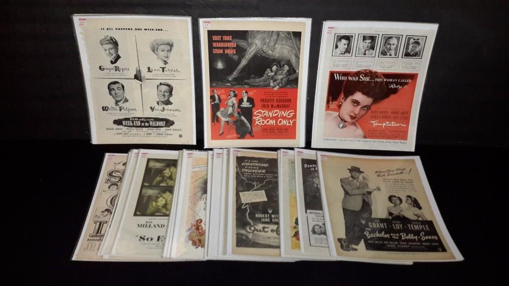 Vintage Movie Advertisements (45): Old movie ads that came out of magazines, some titles include Song Of Love, Song of The South, Bing Crosby, and others, all come in cellophane and are in good condition