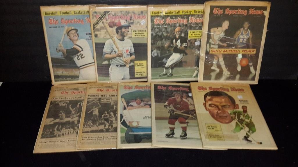 1960s & 70s The Sporting News (9): All are in cellophane wrap but show some wear 