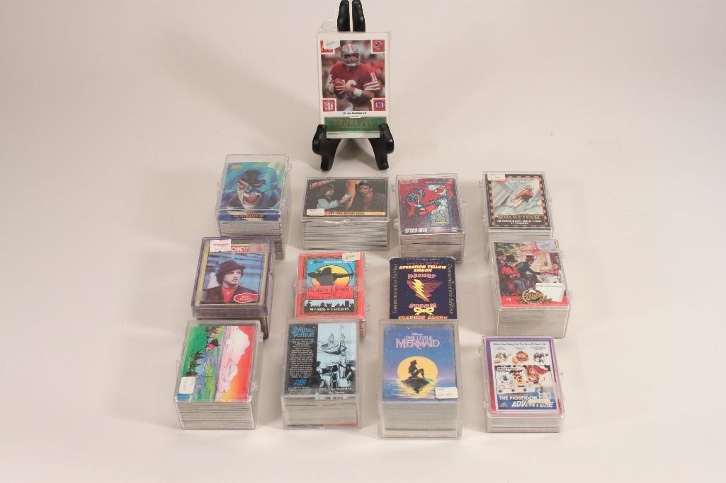 Movie Themed Trading Cards: The Last Action Hero, Marvel Cartoon Characters, Rocky, Robin Hood, Batman, and more, All are in plastic boxes 
