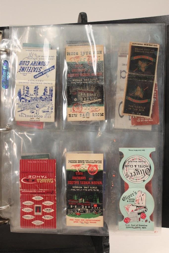Match Book Collection: Bars, Hotels, Casinos, Gas Station, and other advertisement matches, all are in plastic sleeve in binder 